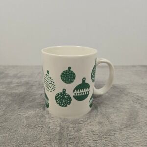 Starbucks 2016 Holiday Green Ornaments Ceramic Coffee Mug 12oz White Cup